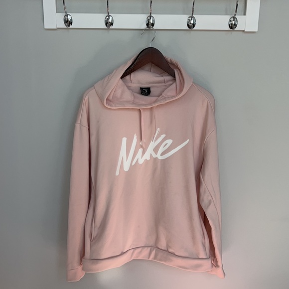 Baby Pink Nike Fleece Hooded Sweatshirt - Picture 1 of 10
